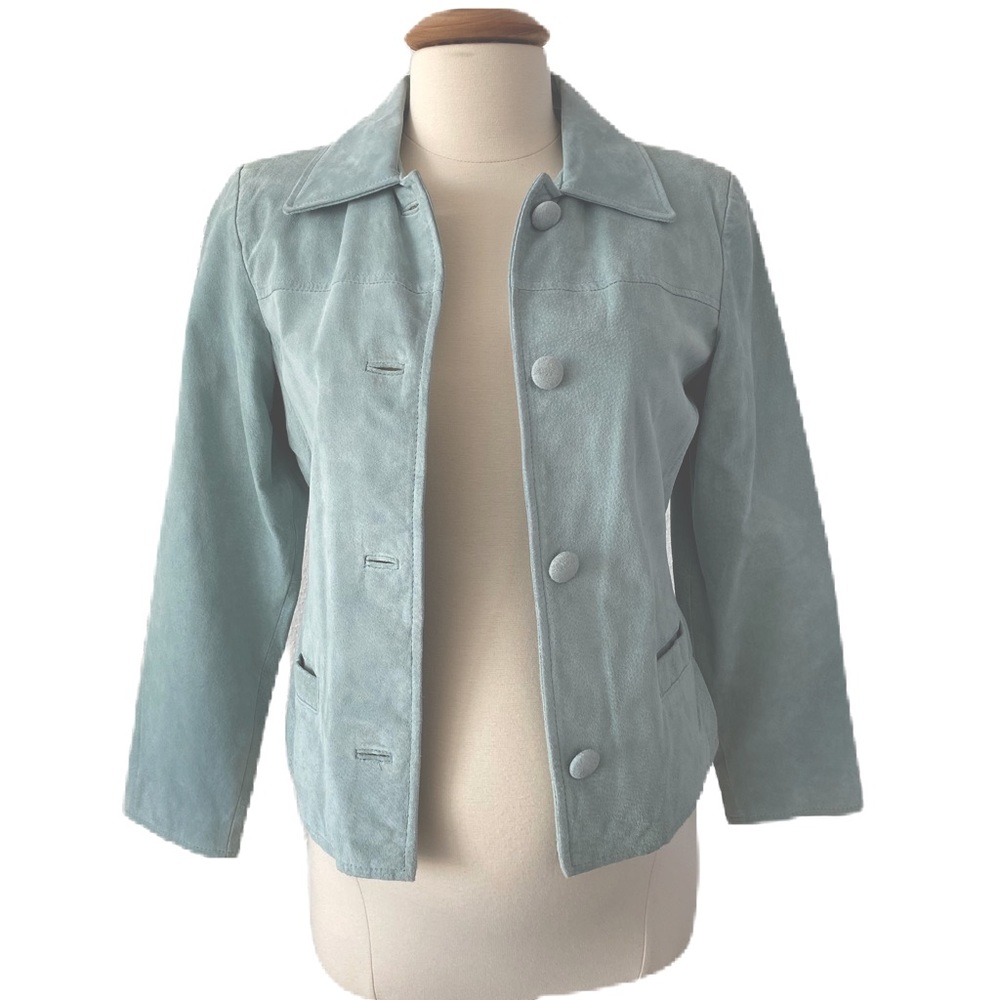 Jacqueline Ferrar Vintage 90s Jacket | Blue | Leather Jacket | petite Small